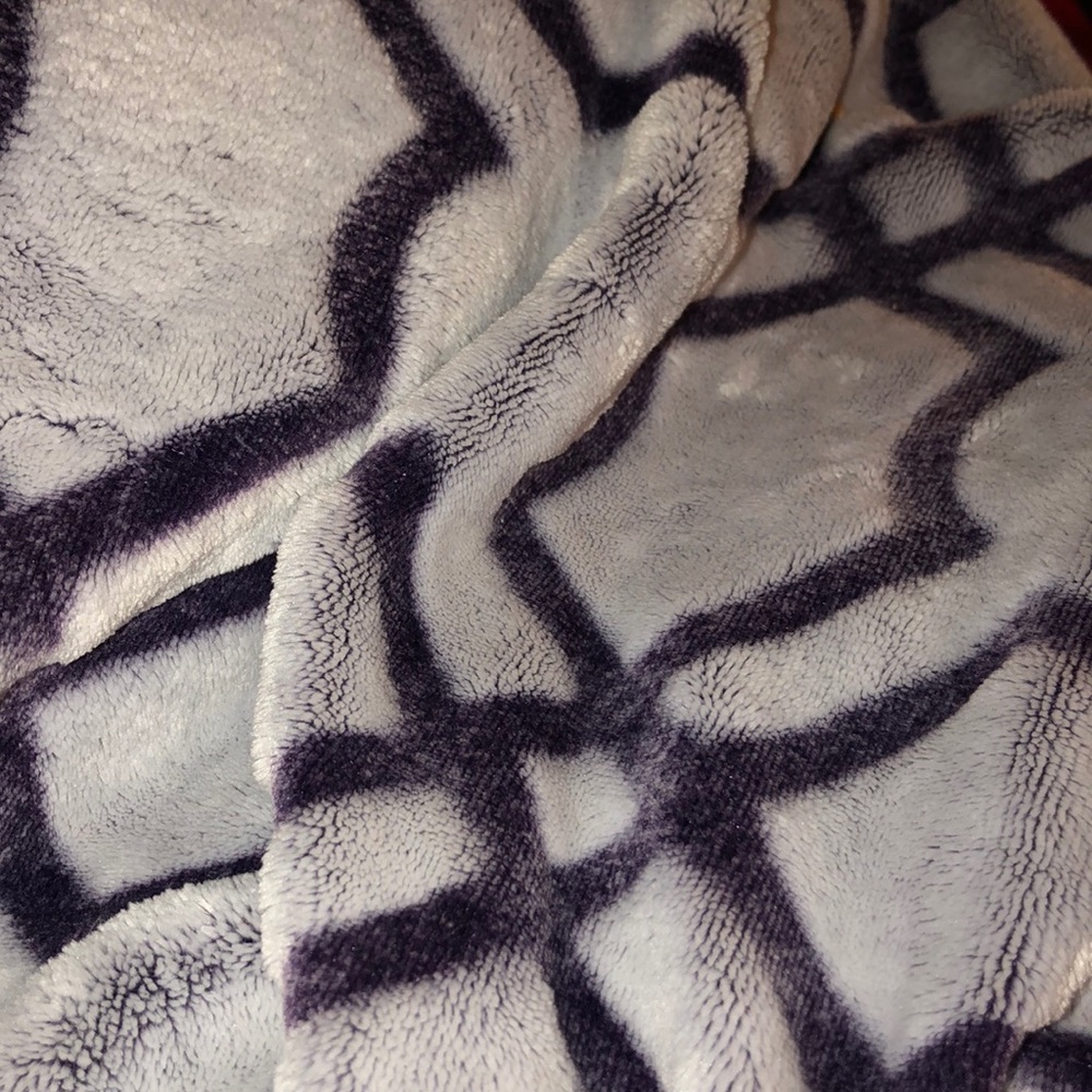 Purple and grey plush blanket